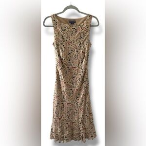 Ann Taylor Tan Paisley Print Silk SunDress, Size 12